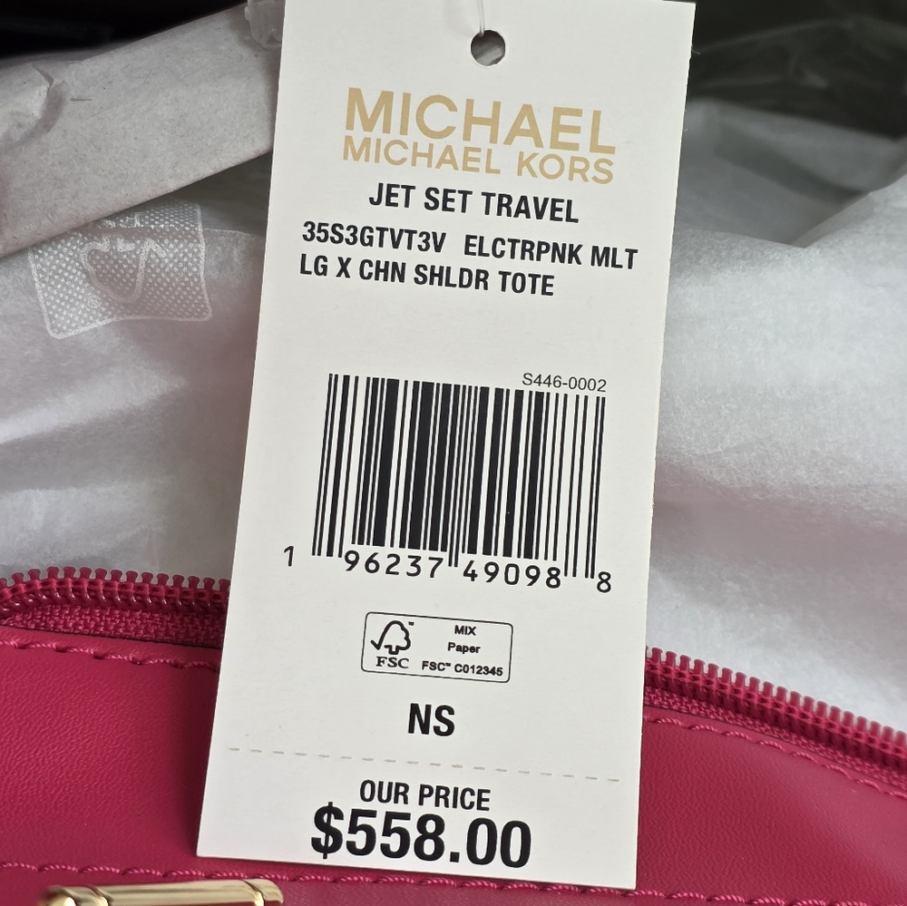 Michael Kors Jet Set Color-Block Large Pink Shoulder Bag - Picture 7 of 9